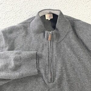 Faherty Sweater Mens 2XL Gray Quarter Zip‎ Pullover Cotton Blend Casual XXL